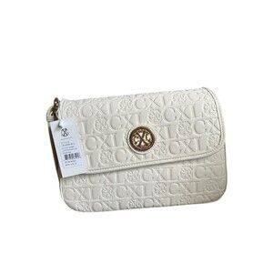 CXL Christian Lacroix CLARA Embossed Logo Shoulder Bag Purse Neutral White